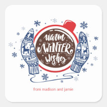Mittens Et cacao Chaleureux Hiver Souhaite Vacance