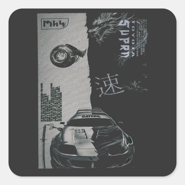 Sticker Carré MK4 Réglage de voiture Japon (Devant)