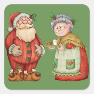 Sticker Carré Mme Claus Milk Cookies de Père Noël