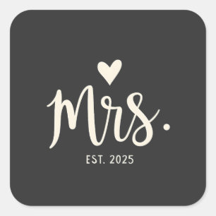 Sticker Carré Mme Épouse 2025 Mariée Fiançailles Mariage