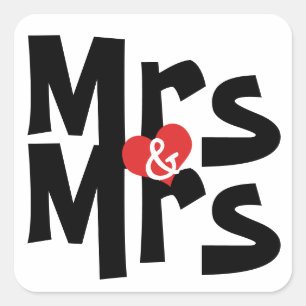 Sticker Carré Mme Et Mme Bold Mariage moderne