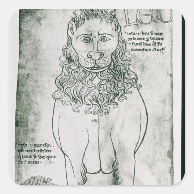 Sticker Carré Mme Fr 19093 fol.24v Lion et Porcupine (Devant)