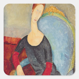 Sticker Carré Mme Hebuterne dans une chaise bleue, 1918