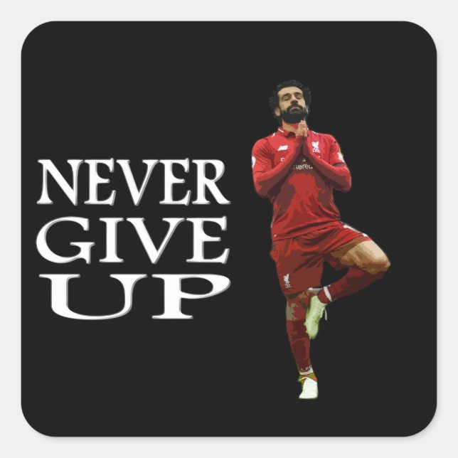 Sticker Carré Mo salah n'abandonne jamais la bande dessinée T-Sh (Devant)