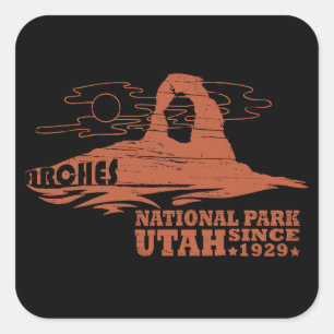 Sticker Carré Moab Vintage - Utah - Parc National - Arches