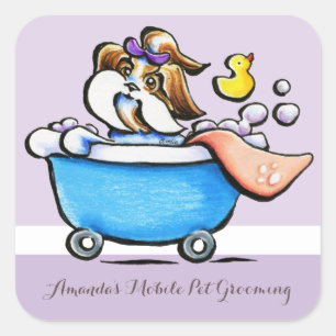 Sticker Carré Mobile Pet Grooming Shih Tzu Purple Marketing