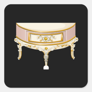 Sticker Carré Mobilier brillant côté baroque table de côté rose