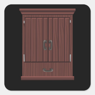 Sticker Carré Mobilier rayé wallCabinet meublé mahoganyw