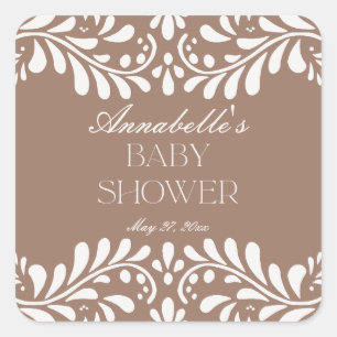Sticker Carré Mocha Brown Talavera Espagne Fiesta Baby shower