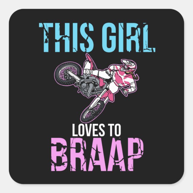 Sticker Carré Mocycle Girls Dirt Bike Women Motocross Braap (Devant)