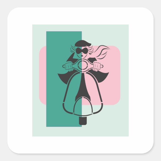 Sticker Carré Mod Scooter fille (Devant)