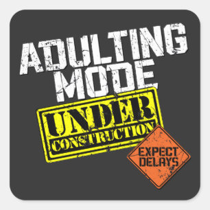 Sticker Carré Mode d'Adulte en construction un amusant Adulte