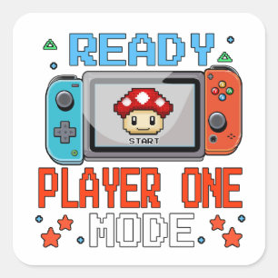 Sticker Carré Mode Ready Player One – Conception rétro de joueur
