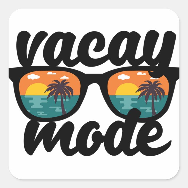 Sticker Carré Mode Vacay Conception estivale (Devant)