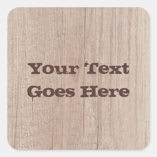 Sticker Carré Modèle Custom Distressed Texte Brown Bois (Devant)