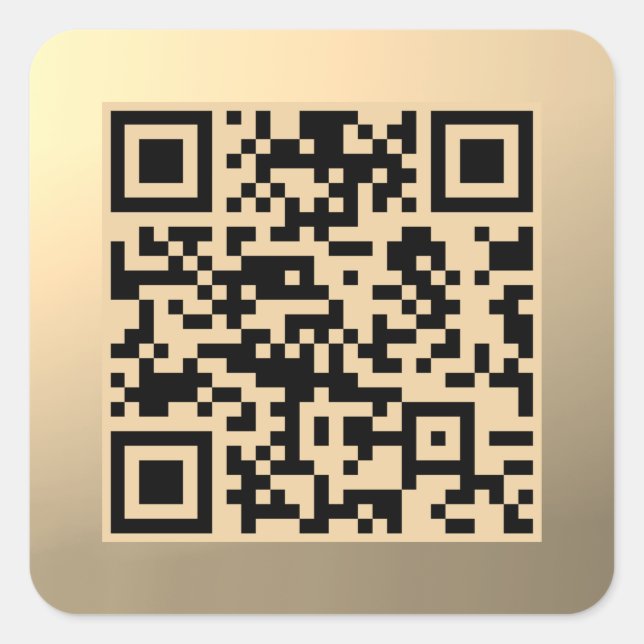 Sticker Carré Modèle de code QR immédiatement modifiable | Or Fa (Devant)