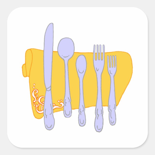 Sticker Carré Modèle de conception de Cuisine Dinnerware (Devant)