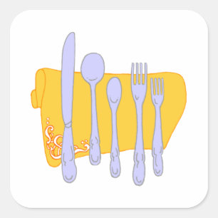 Sticker Carré Modèle de conception de Cuisine Dinnerware