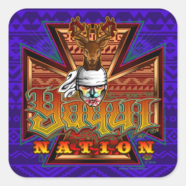 Sticker Carré Modèle de danseur de cerfs de la nation Yaqui #3 S (Devant)