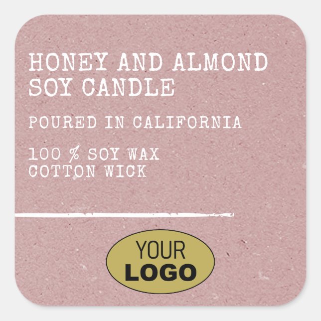Sticker Carré Modèle de logo Lilac Rosé en papier Kraft simple m (Devant)