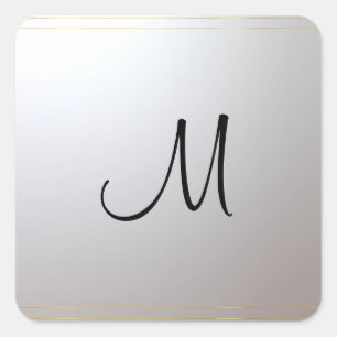 Sticker Carré Modèle de Monogramme Or tendance
