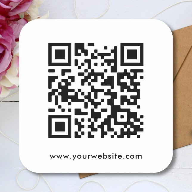 Sticker Carré Modèle de site Web de texte personnalisé de code Q (Créateur téléchargé)