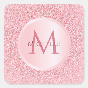 Sticker Carré Modèle de style paillettes or rose tendance