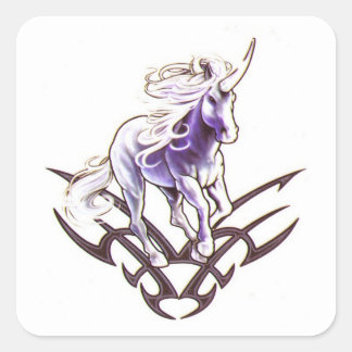 Sticker Carré Modèle de tatouage de licorne tribale