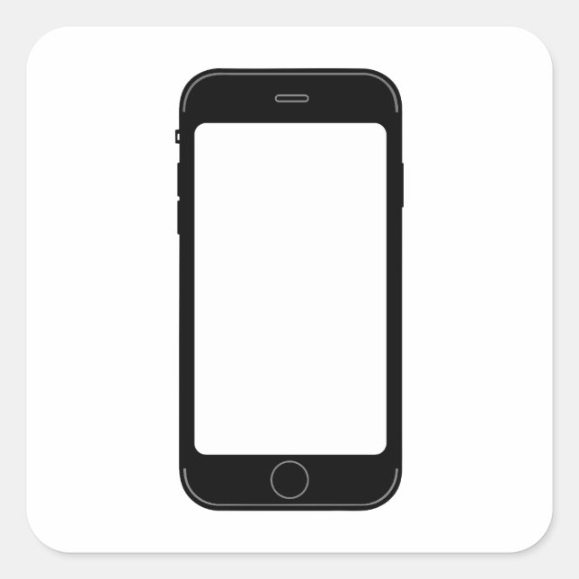 Sticker Carré Modèle de téléphone mobile simple noir et blanc (Devant)