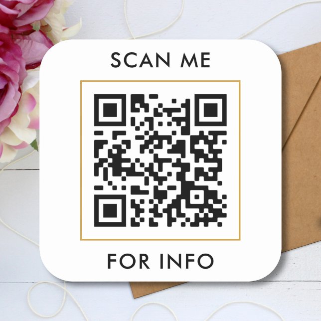Sticker Carré Modèle de texte de code QR personnalisé Scan Me (Créateur téléchargé)