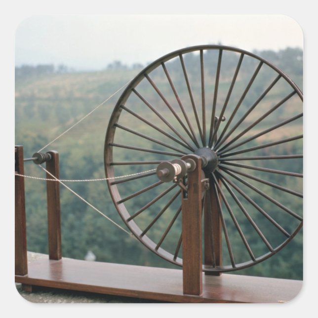 Sticker Carré Modèle d'une machine à filer (Devant)