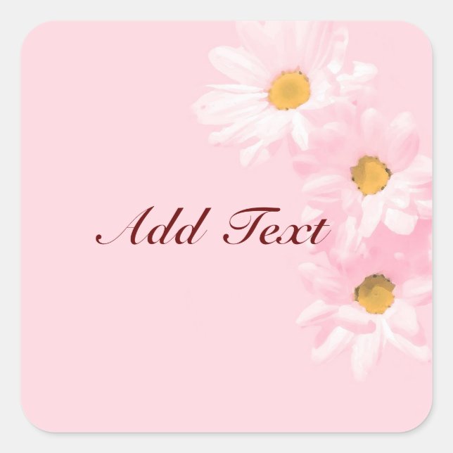 Sticker Carré Modèle floral rose Pastel, personnaliser, (Devant)