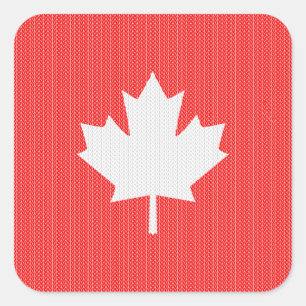 Sticker Carré Modèle Knit Maple Leaf Tricot Motif