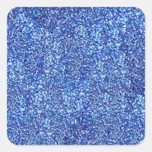 Sticker Carré Modèle vierge de look paillettes bleues Glamour Cl