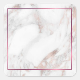 Sticker Carré Modèle vierge en marbre doré rose personnalisé mod