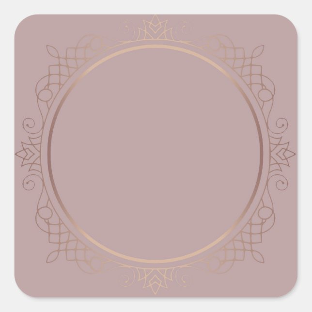 Sticker Carré Modèle vierge or rose créatif Ajoutez votre texte (Devant)