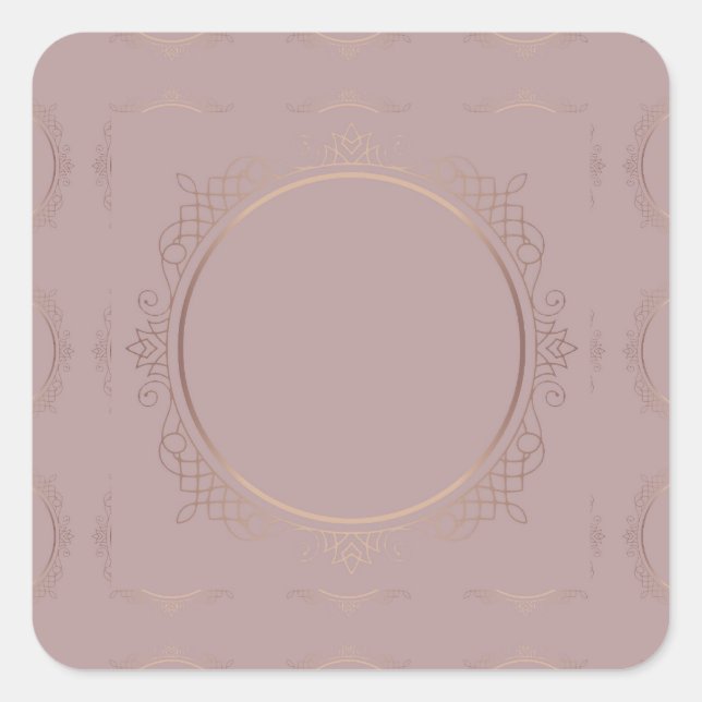 Sticker Carré Modèle vierge or rose élégant Ajoutez votre texte (Devant)
