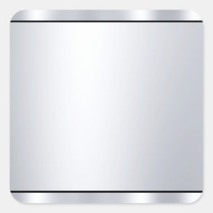 Sticker Carré Modèle vierge personnalisé noir aspect argent méta