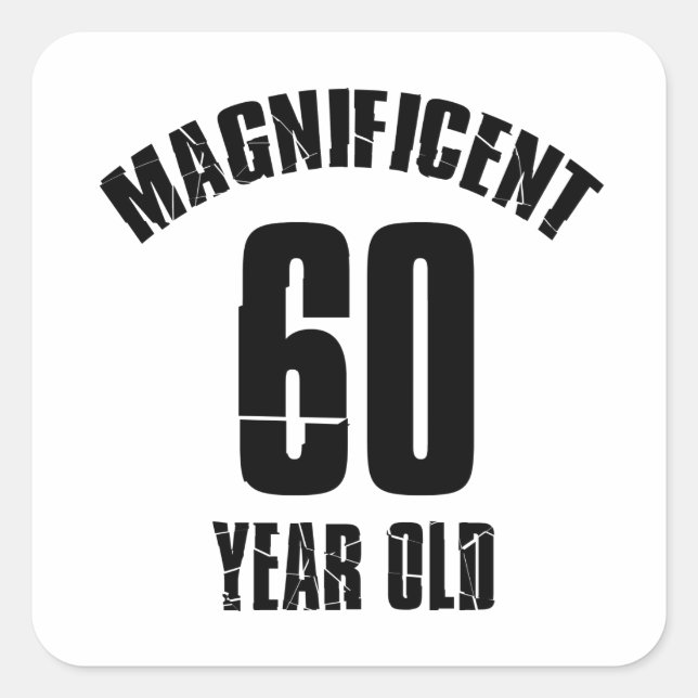 STICKER CARRÉ MODÈLES D'ANNIVERSAIRE DE 60 ANS (Devant)