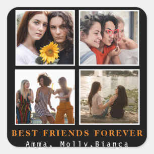 Sticker Carré Modern Best Friends Forever Photo Collage Bestie