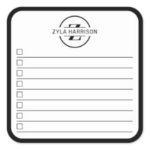 Modern Black White Monogram Name To Do List