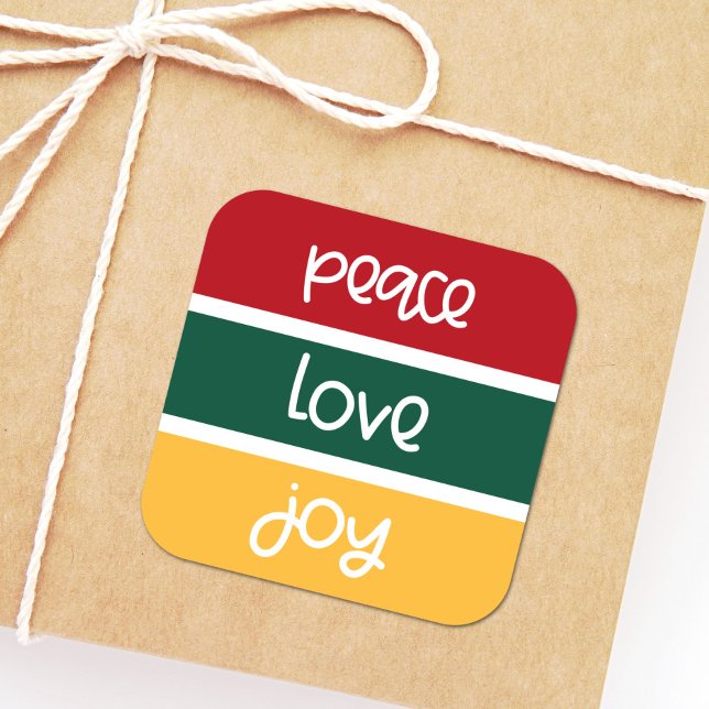 Sticker Carré Modern Cute Peace Love Joie Noël salutations (Créateur téléchargé)