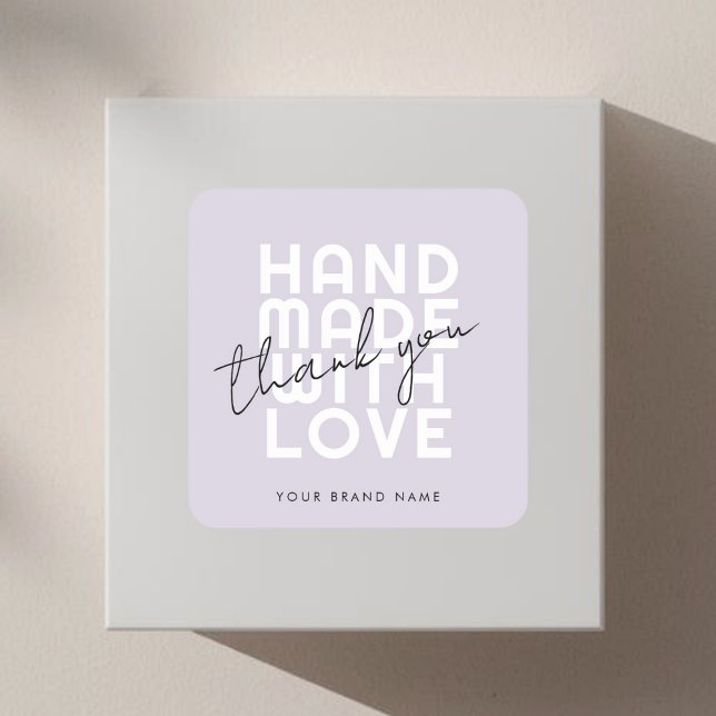 Sticker Carré Modern handmade with love thank you (Créateur téléchargé)