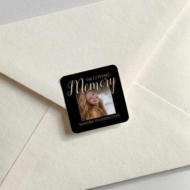 Sticker Carré Modern In Loving Memory | Photo Memorial Button (Créateur téléchargé)