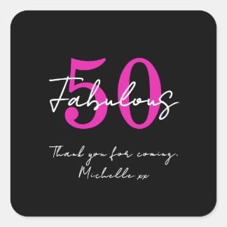 Sticker Carré Modern Minimal 50 Fabulous 50th Birthday Party