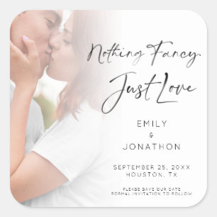 Sticker Carré Modern Nothing Fancy Just Love Photo Enregistrer l
