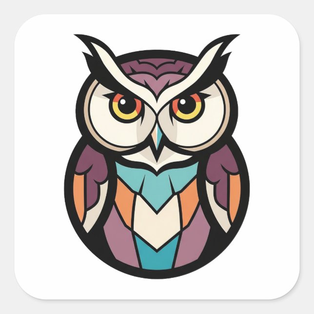 Sticker Carré Modern Wisdom Owl Illustration (Devant)