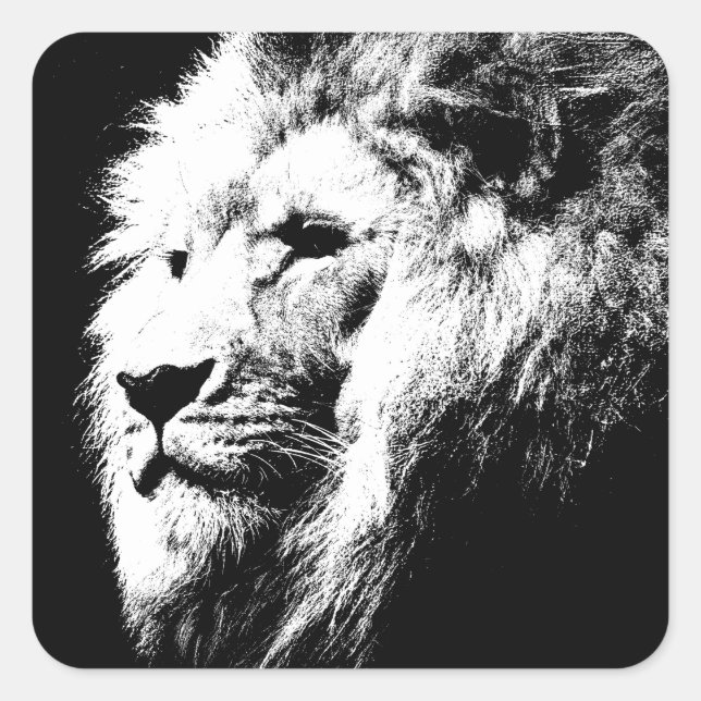 Sticker Carré Moderne Black & White Pop Art Lion Head tendance (Devant)