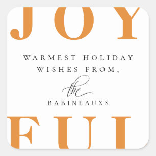Sticker Carré Moderne Bold Orange Joyeux Vacances