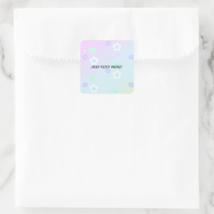 Sticker Carré Moderne coloré dégradé bleu fleur motif girly